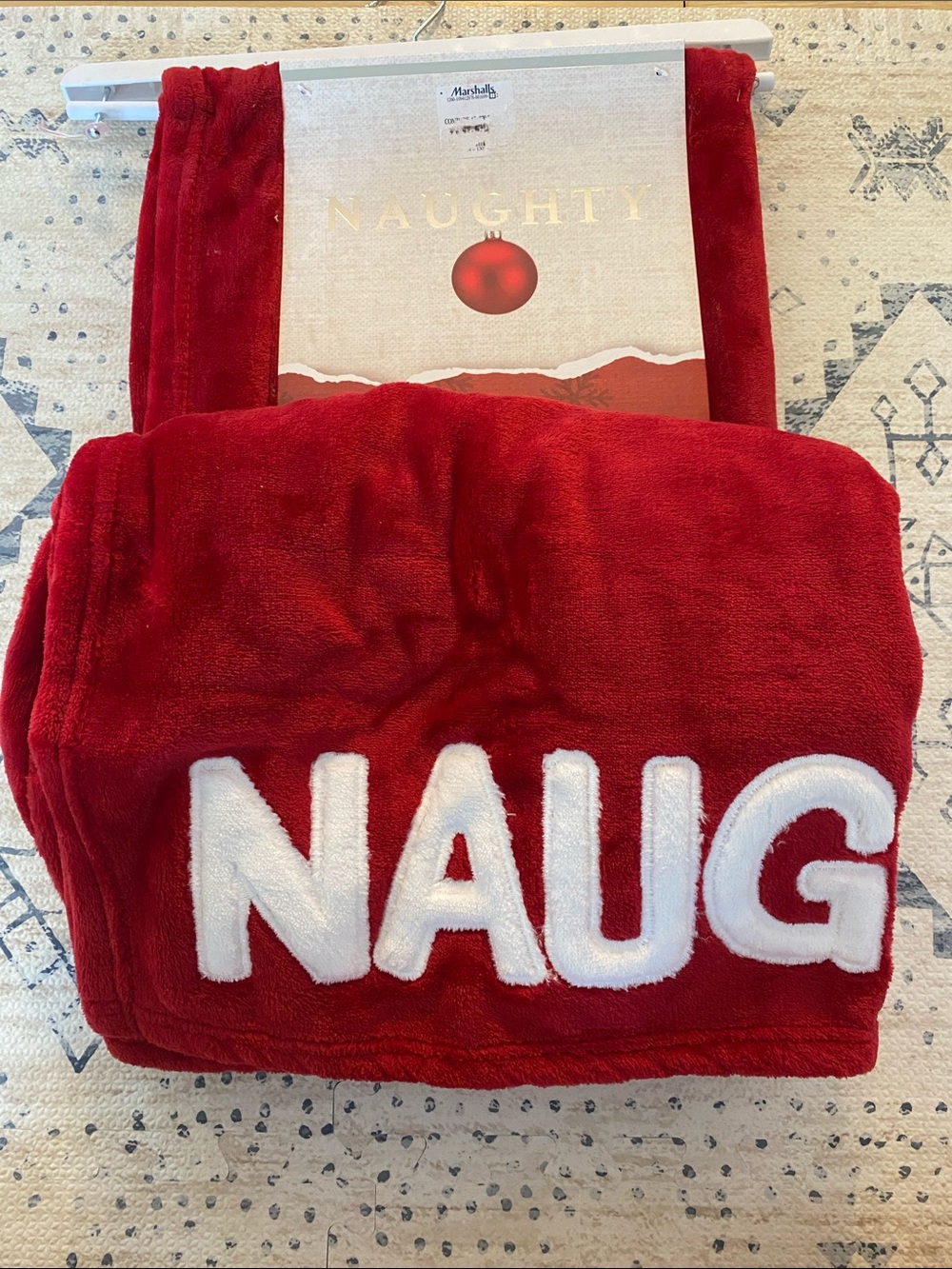Marshalls Red Plush Holiday Throw with White Lettering